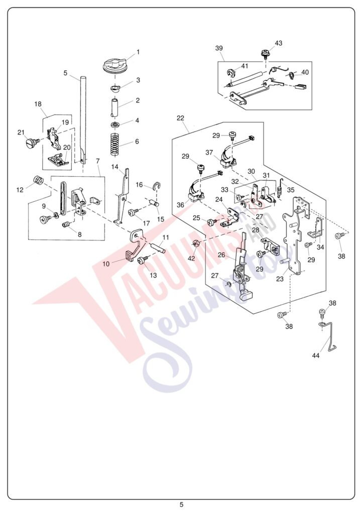 Janome 10001 exploded schematic diagram (page 9)