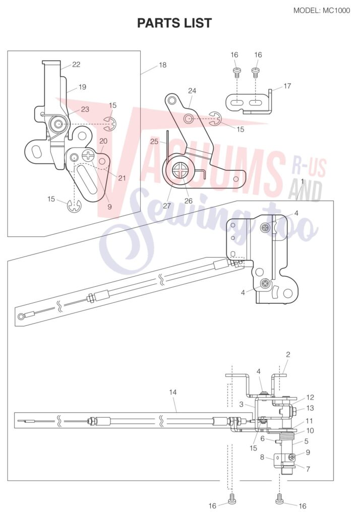 Janome 1000 exploded schematic diagram (page 11)