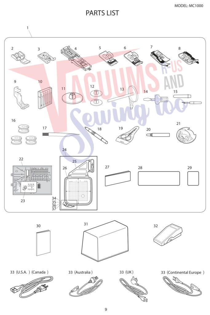 Janome 1000 exploded schematic diagram (page 12)