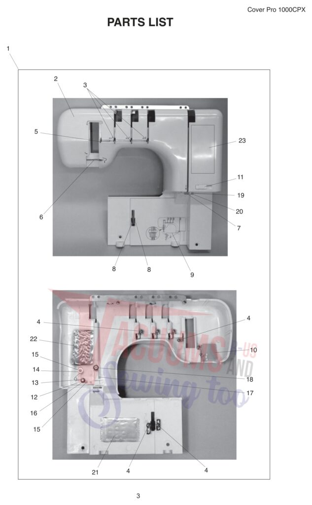 Janome 1000CPX exploded schematic diagram (page 3)