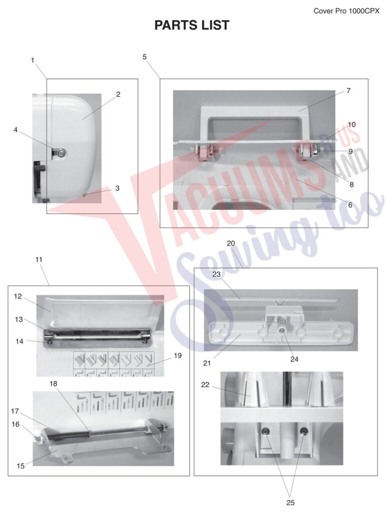 Janome 1000CPX V2 exploded schematic diagram (page 1)