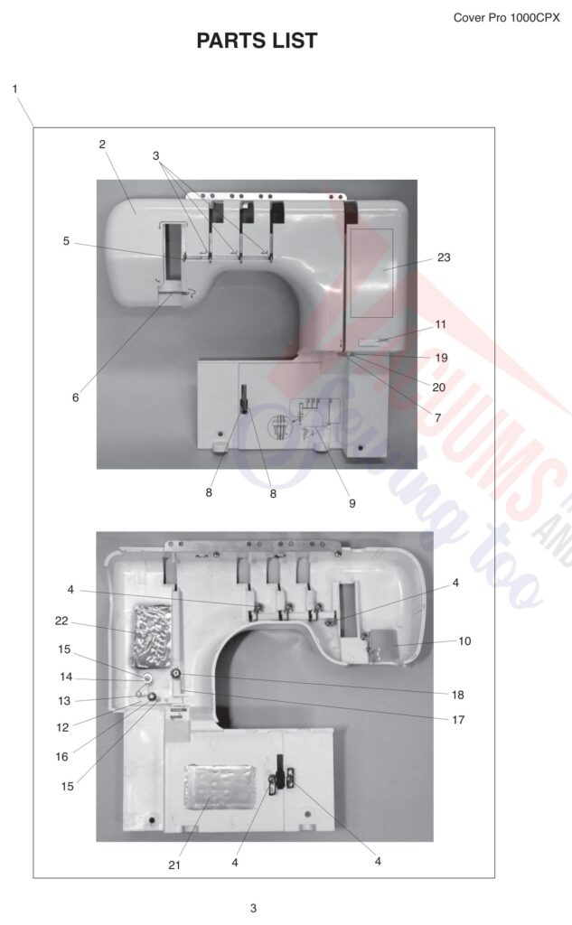 Janome 1000CPX V2 exploded schematic diagram (page 3)