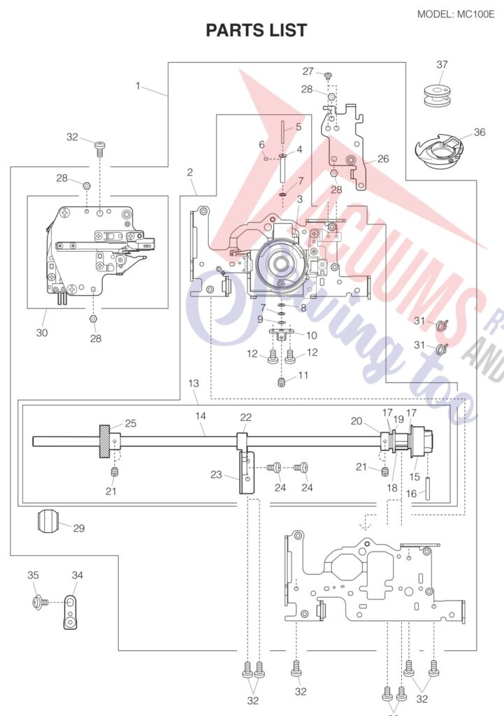 Janome 100E exploded schematic diagram (page 4)