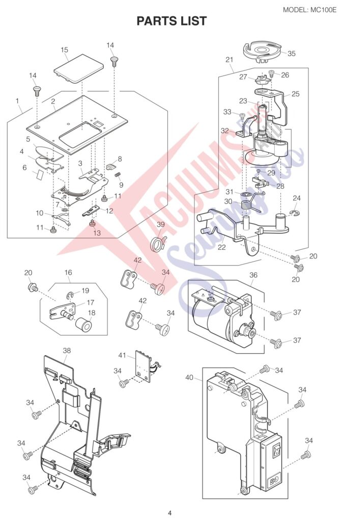 Janome 100E exploded schematic diagram (page 5)