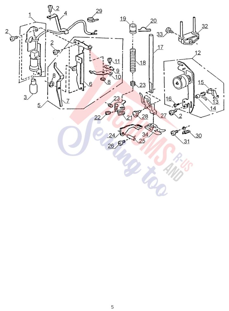 Janome 104DNH exploded schematic diagram (page 5)
