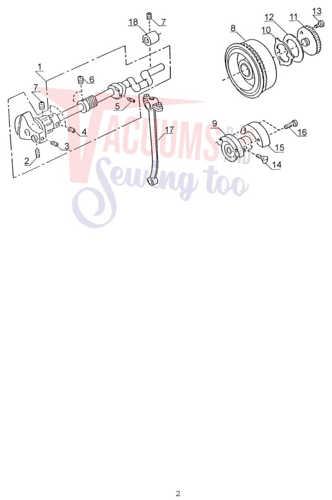 Janome 108 exploded schematic diagram (page 2)