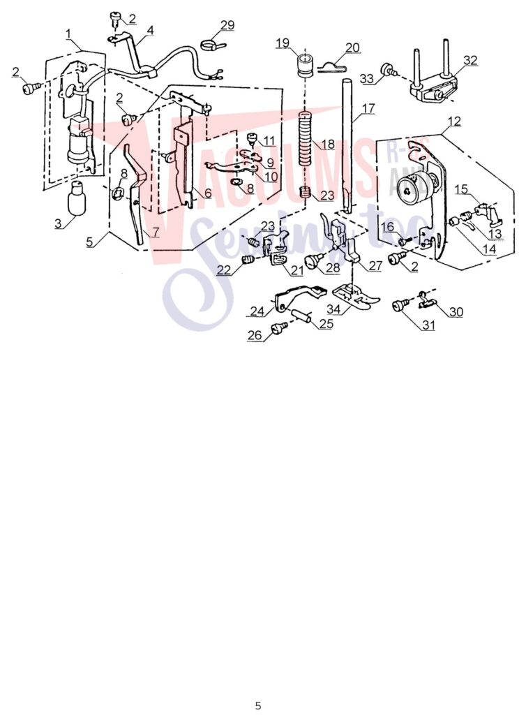 Janome 108 exploded schematic diagram (page 5)