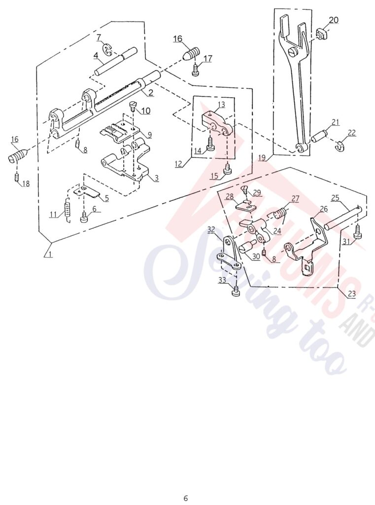 Janome 108 exploded schematic diagram (page 6)
