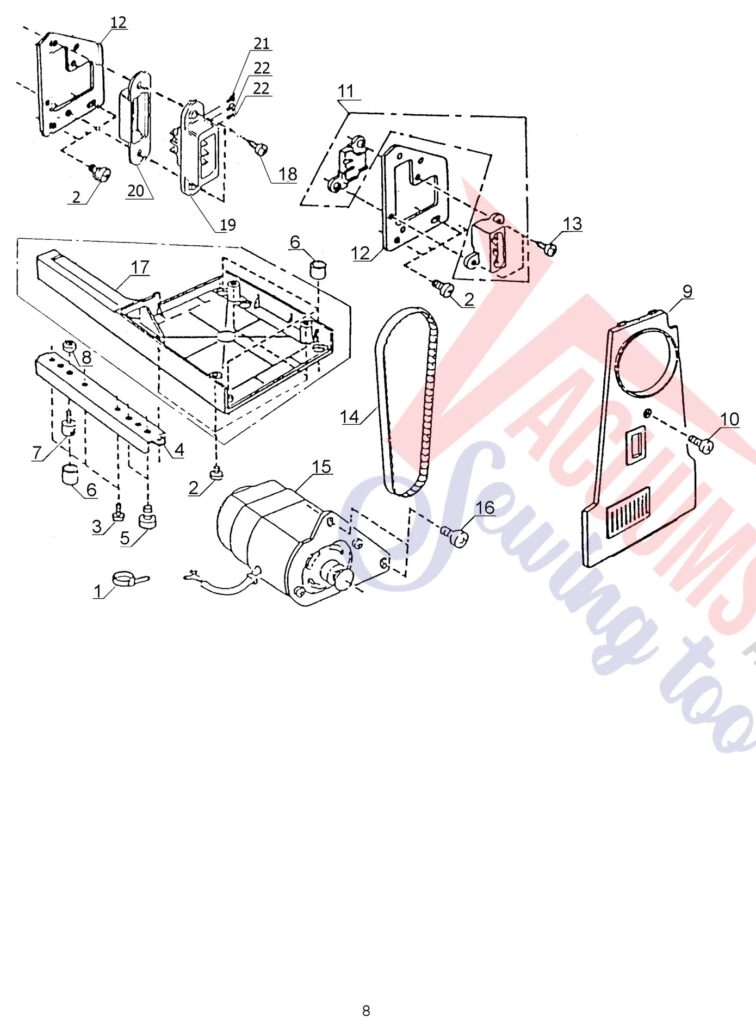 Janome 108 exploded schematic diagram (page 8)