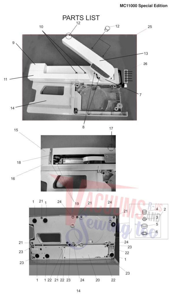 Janome 11000S exploded schematic diagram (page 6)