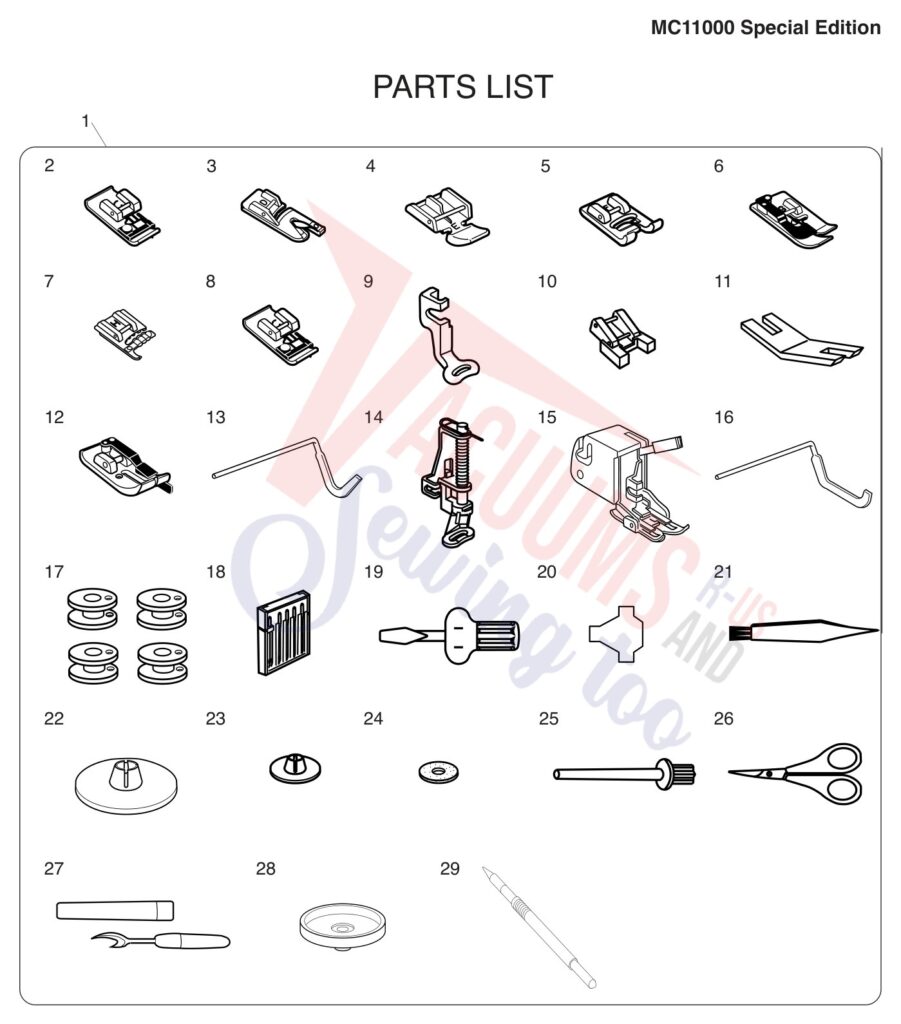 Janome 11000S exploded schematic diagram (page 7)