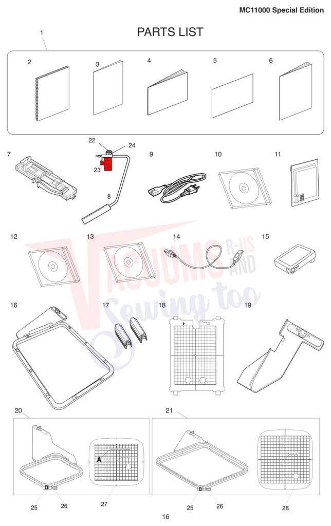 Janome 11000S exploded schematic diagram (page 8)