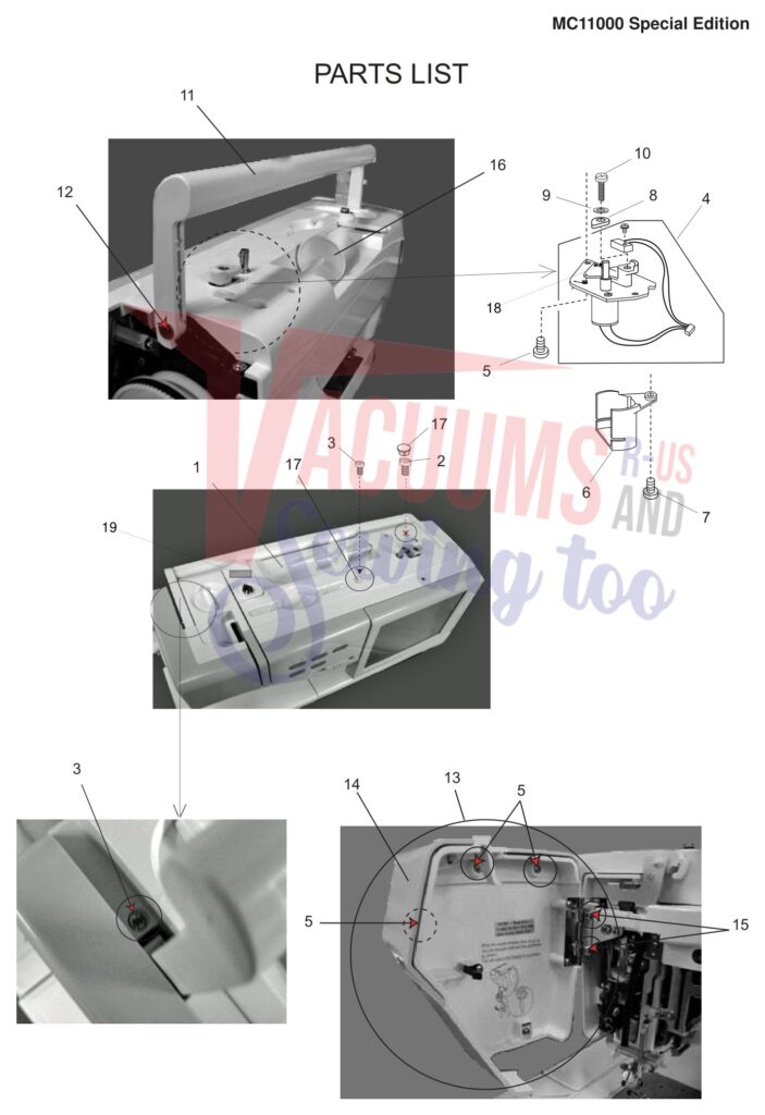 Janome 11000S exploded schematic diagram (page 9)