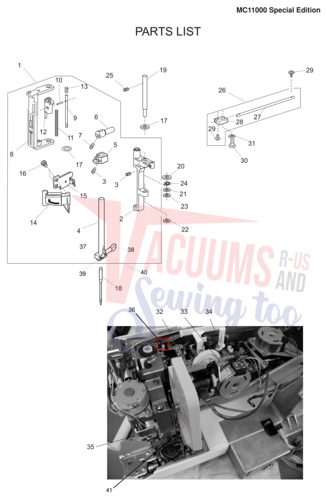 Janome 11000S exploded schematic diagram (page 11)