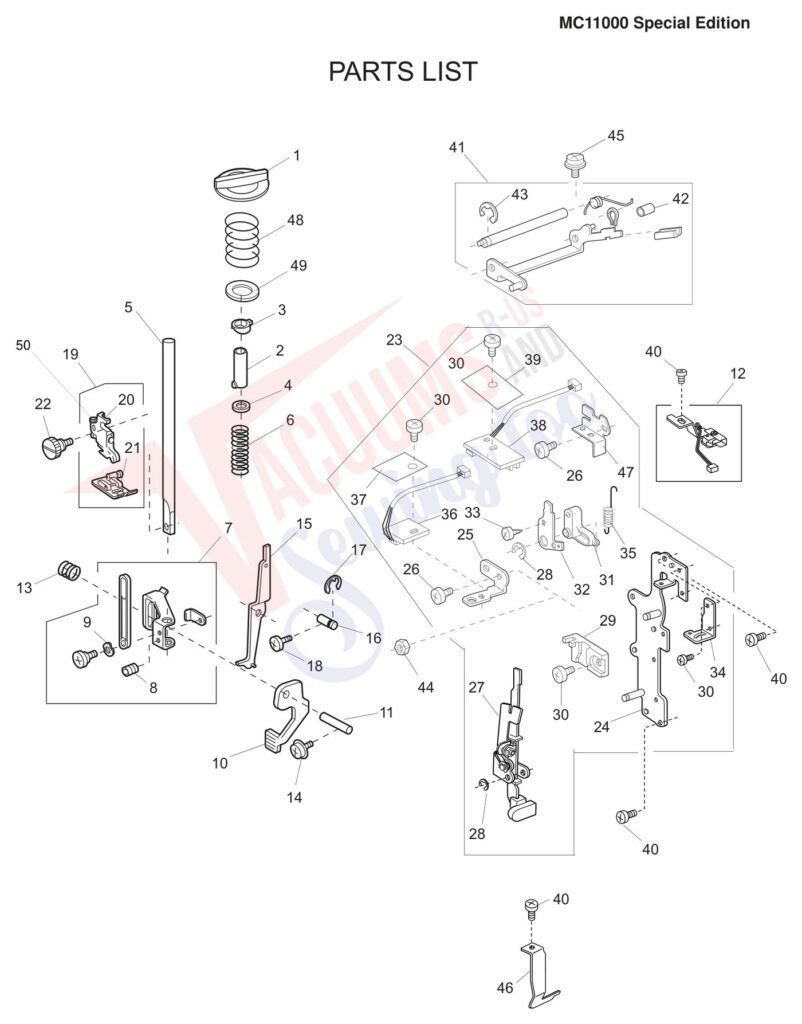 Janome 11000S exploded schematic diagram (page 12)