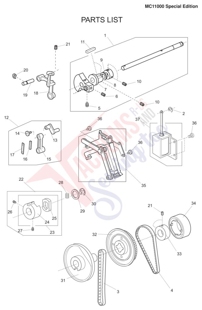 Janome 11000S exploded schematic diagram (page 13)