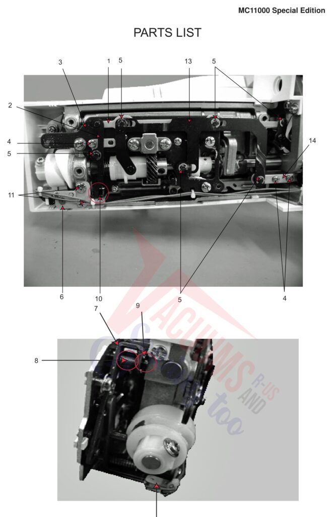 Janome 11000S exploded schematic diagram (page 16)