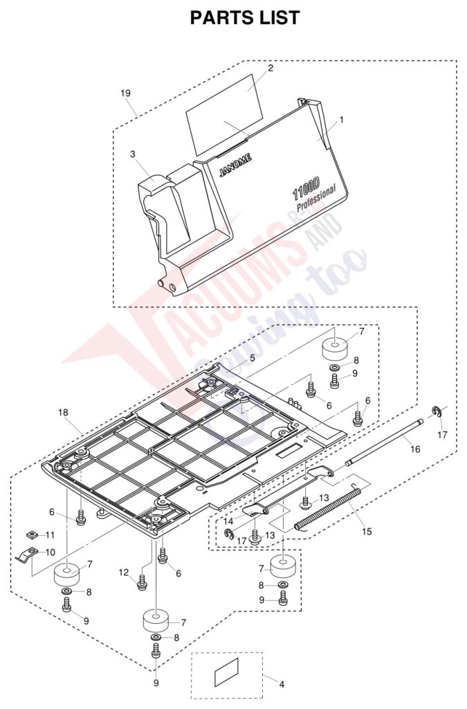 Janome 1100D exploded schematic diagram (page 6)
