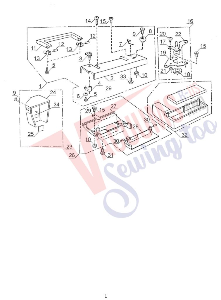 Janome 110 exploded schematic diagram (page 1)