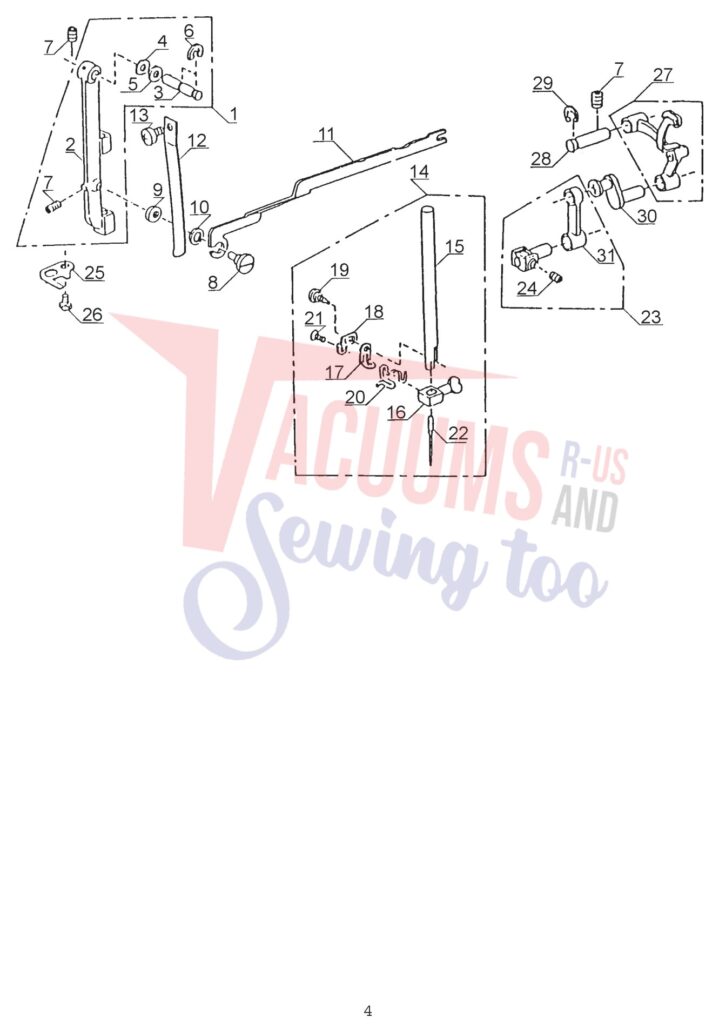 Janome 110 exploded schematic diagram (page 4)
