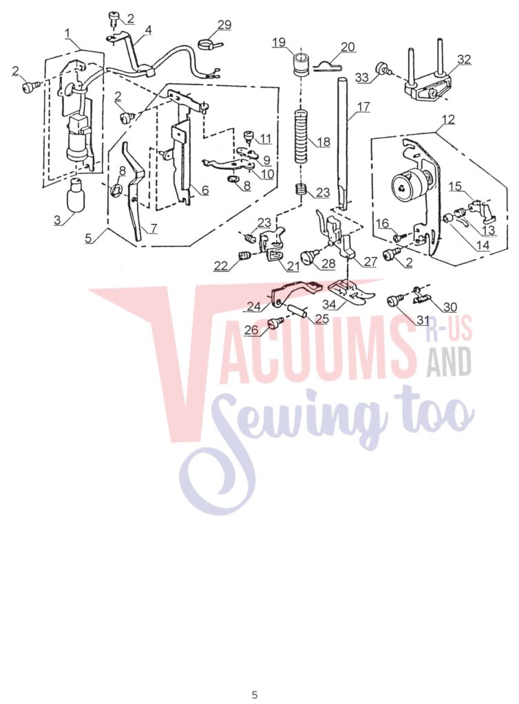 Janome 110 exploded schematic diagram (page 5)