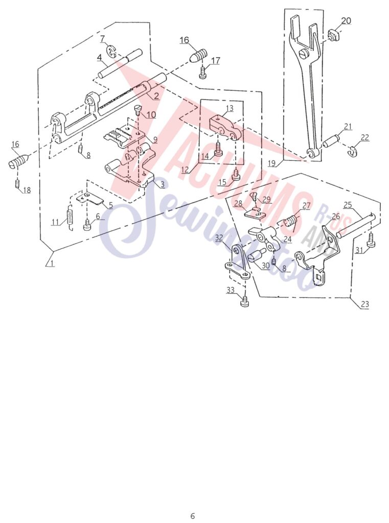 Janome 110 exploded schematic diagram (page 6)