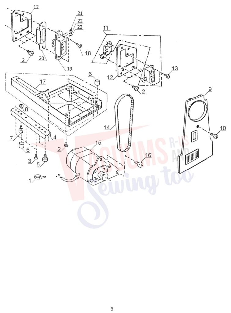 Janome 110 exploded schematic diagram (page 8)