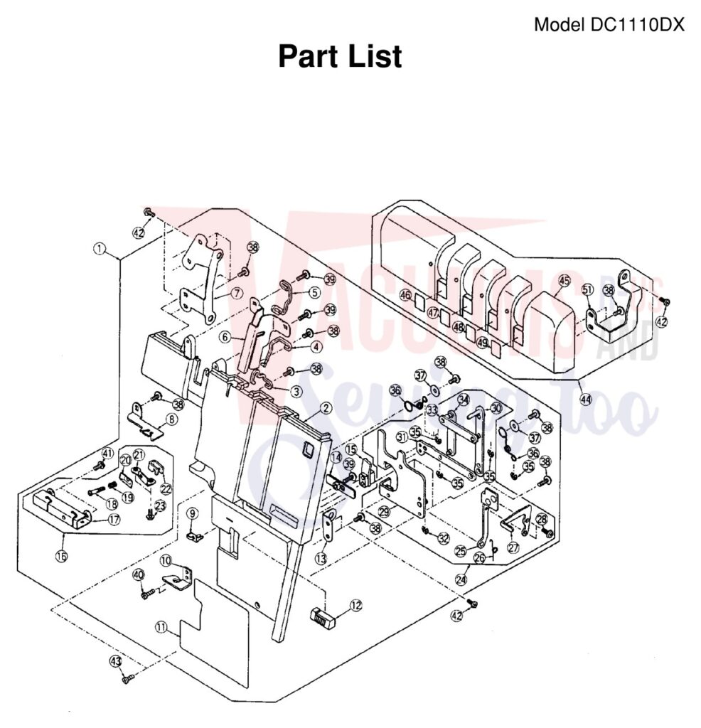 Janome 1110DX exploded schematic diagram (page 1)