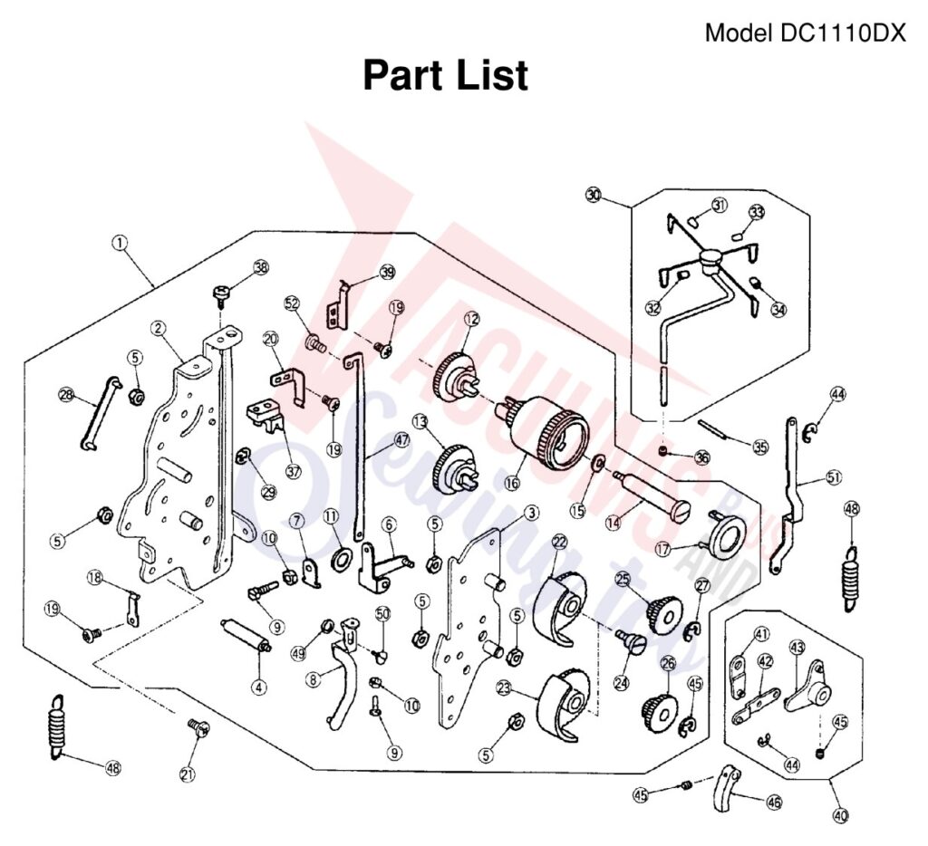 Janome 1110DX exploded schematic diagram (page 2)