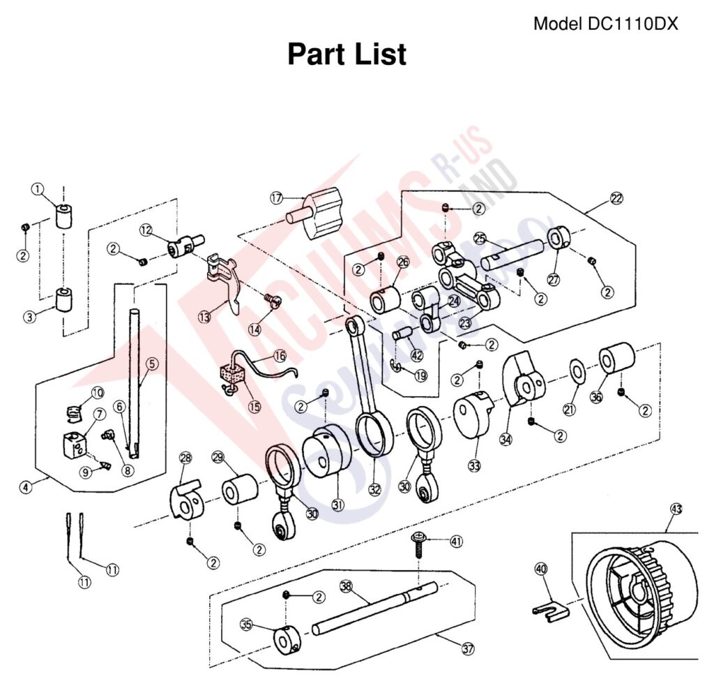 Janome 1110DX exploded schematic diagram (page 8)