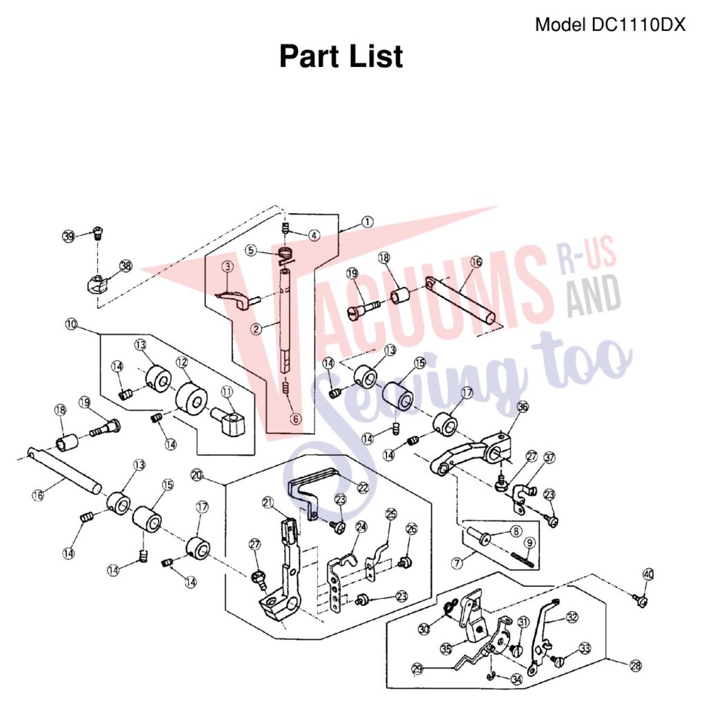 Janome 1110DX exploded schematic diagram (page 9)