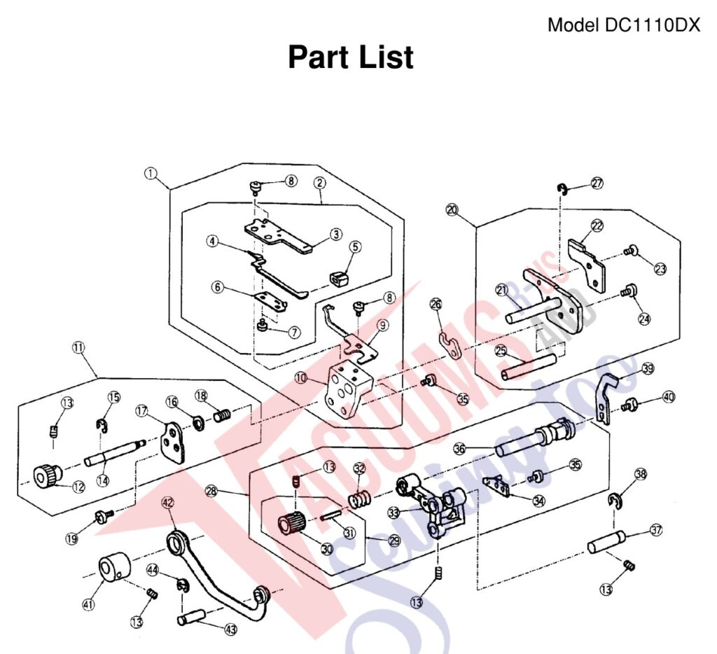 Janome 1110DX exploded schematic diagram (page 10)