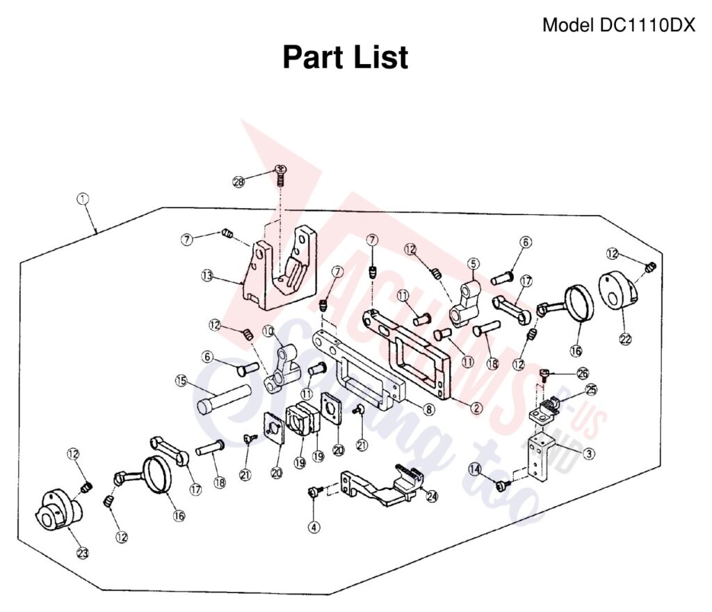 Janome 1110DX exploded schematic diagram (page 11)