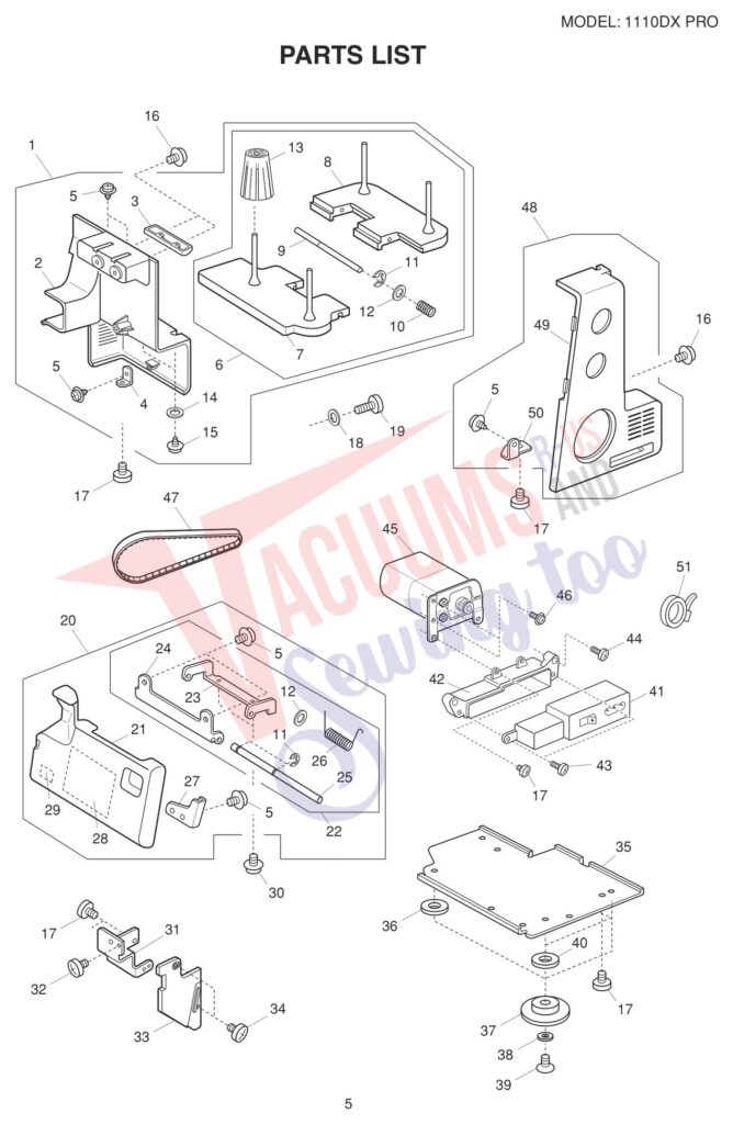 Janome 1110DXP exploded schematic diagram (page 7)