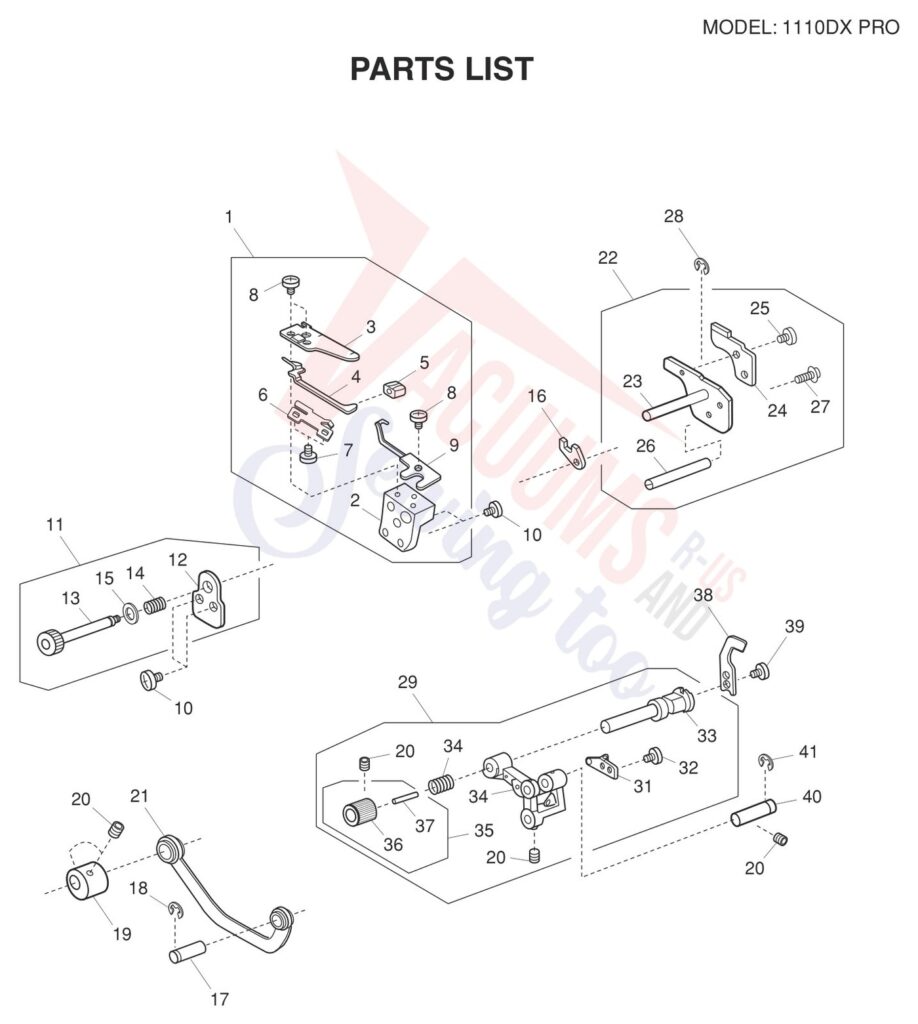 Janome 1110DXP exploded schematic diagram (page 10)