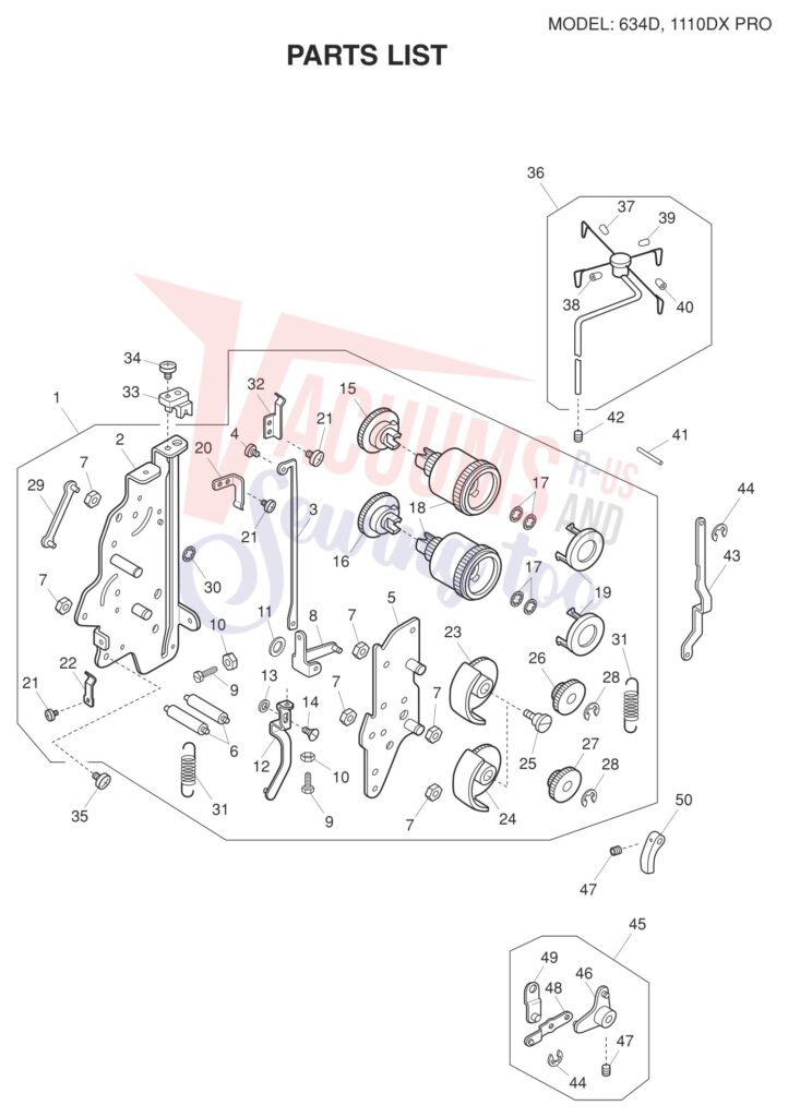 Janome 1110DXP V2 exploded schematic diagram (page 2)
