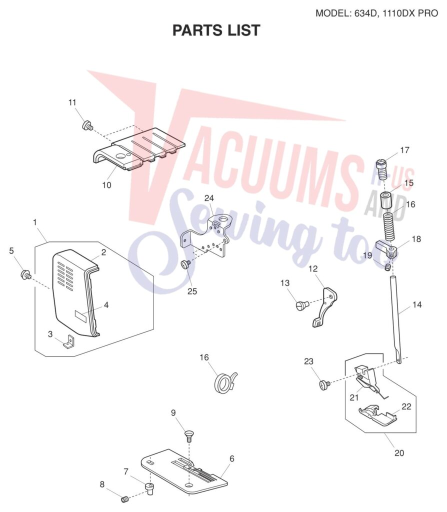 Janome 1110DXP V2 exploded schematic diagram (page 7)