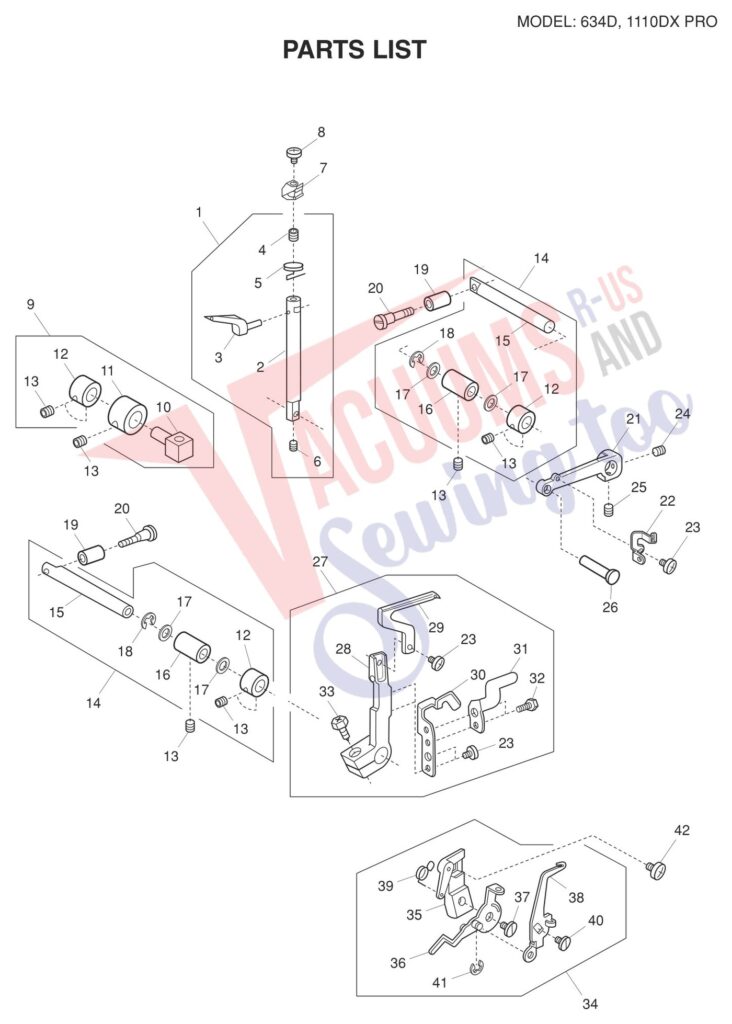 Janome 1110DXP V2 exploded schematic diagram (page 10)