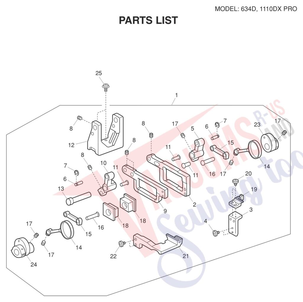 Janome 1110DXP V2 exploded schematic diagram (page 12)