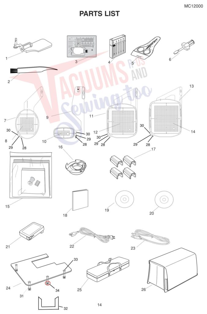 Janome 12000 exploded schematic diagram (page 6)
