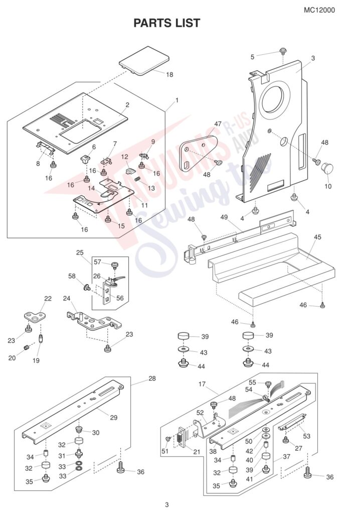 Janome 12000 exploded schematic diagram (page 14)