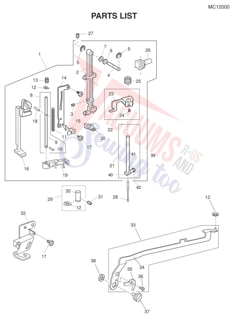 Janome 12000 exploded schematic diagram (page 17)