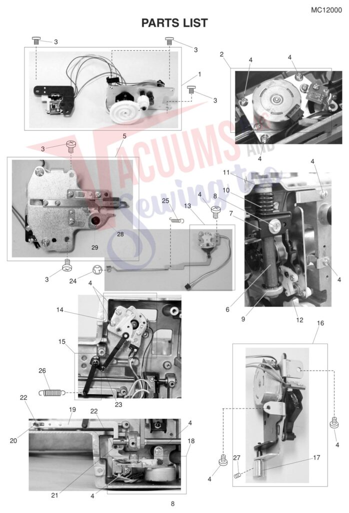 Janome 12000 exploded schematic diagram (page 19)
