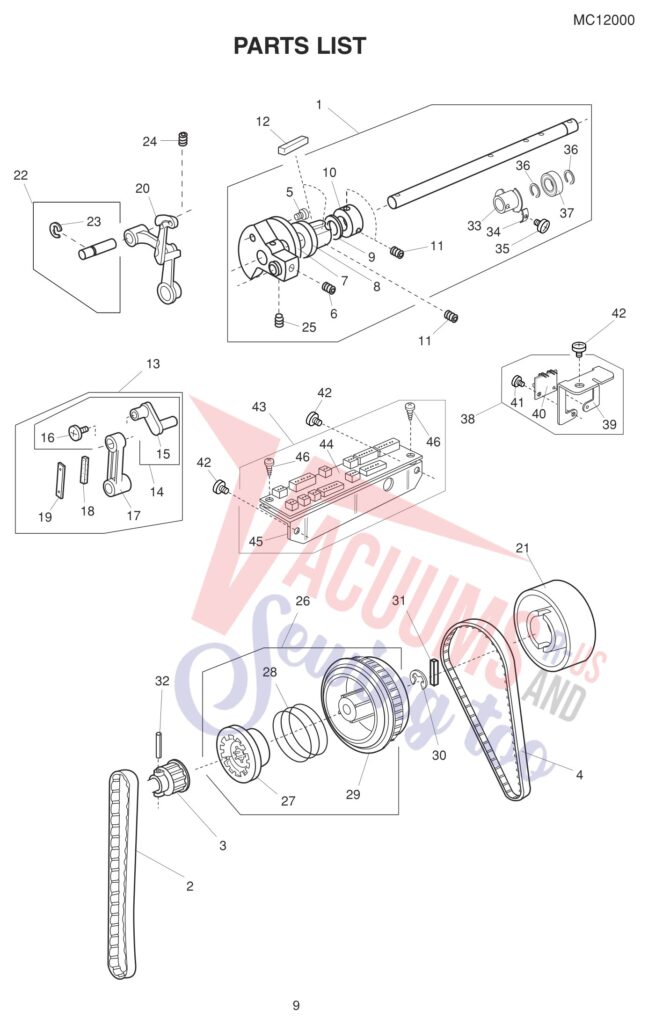 Janome 12000 exploded schematic diagram (page 20)