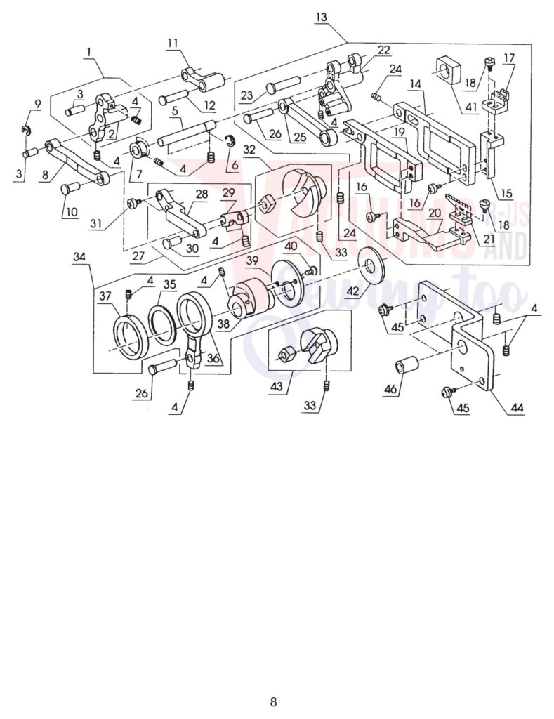 Janome 134D exploded schematic diagram (page 9)