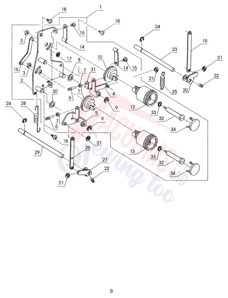 Janome 134D exploded schematic diagram (page 10)