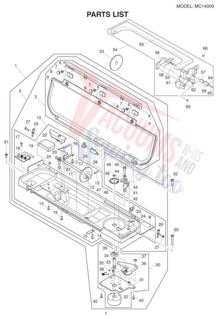 Janome 14000 exploded schematic diagram (page 1)