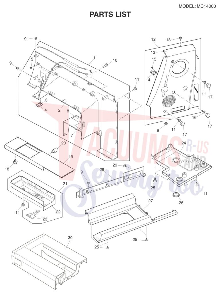 Janome 14000 exploded schematic diagram (page 20)