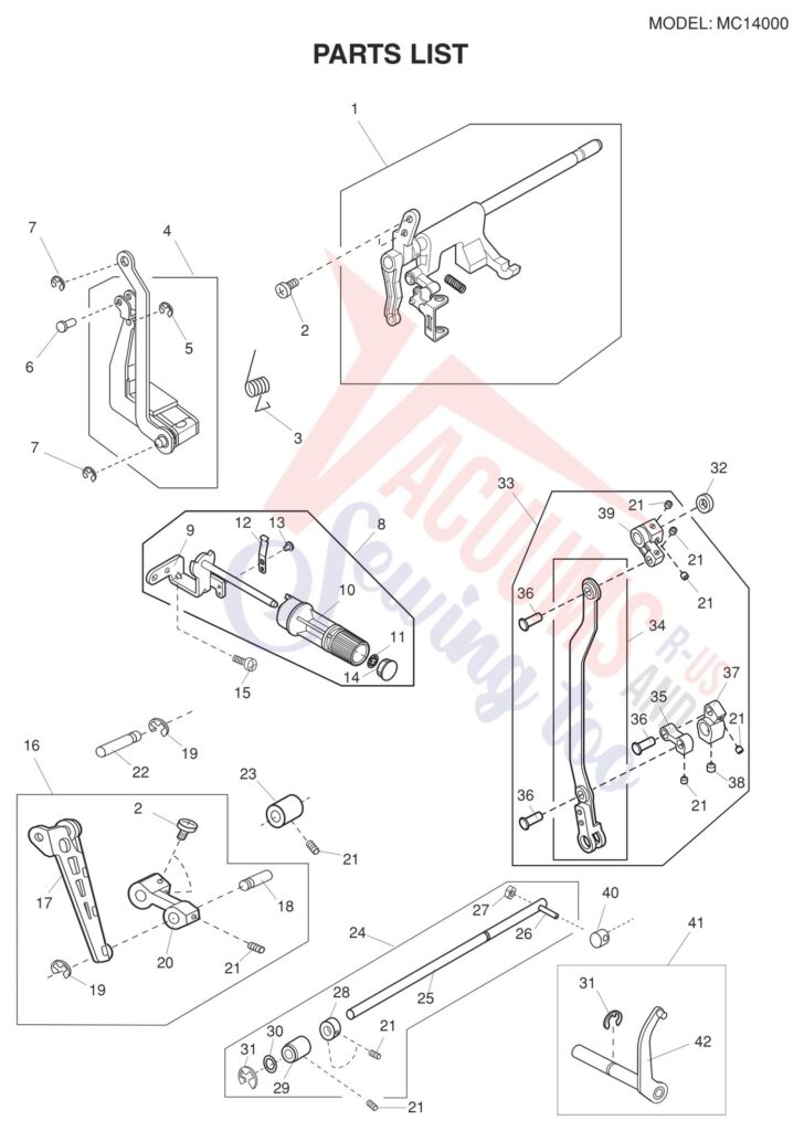 Janome 14000 exploded schematic diagram (page 24)