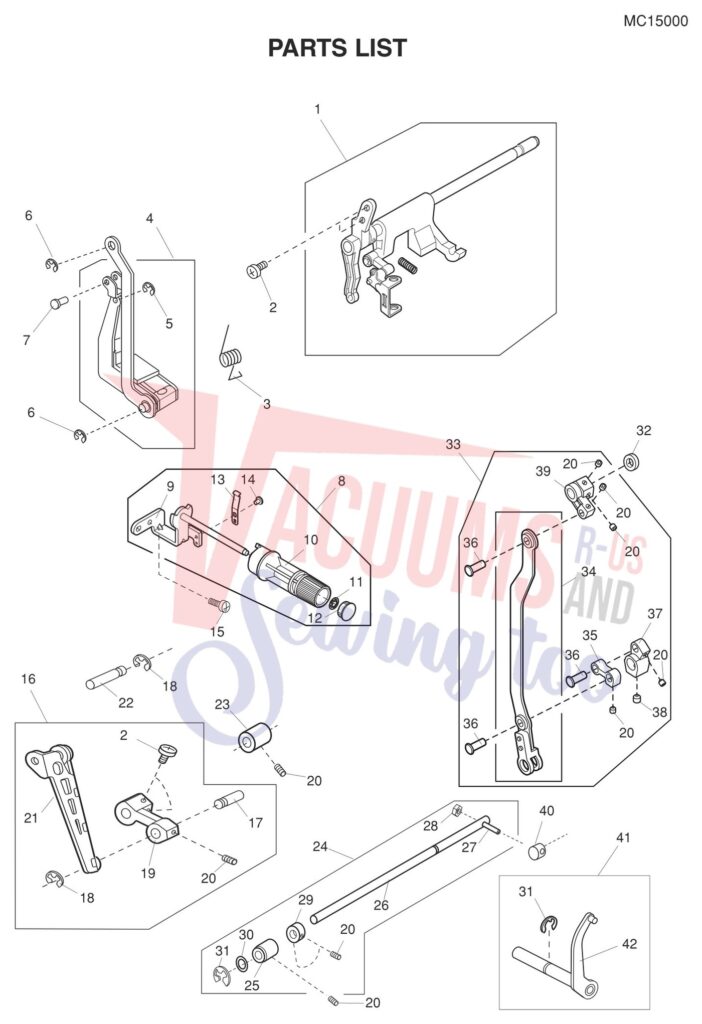 Janome 15000 exploded schematic diagram (page 16)